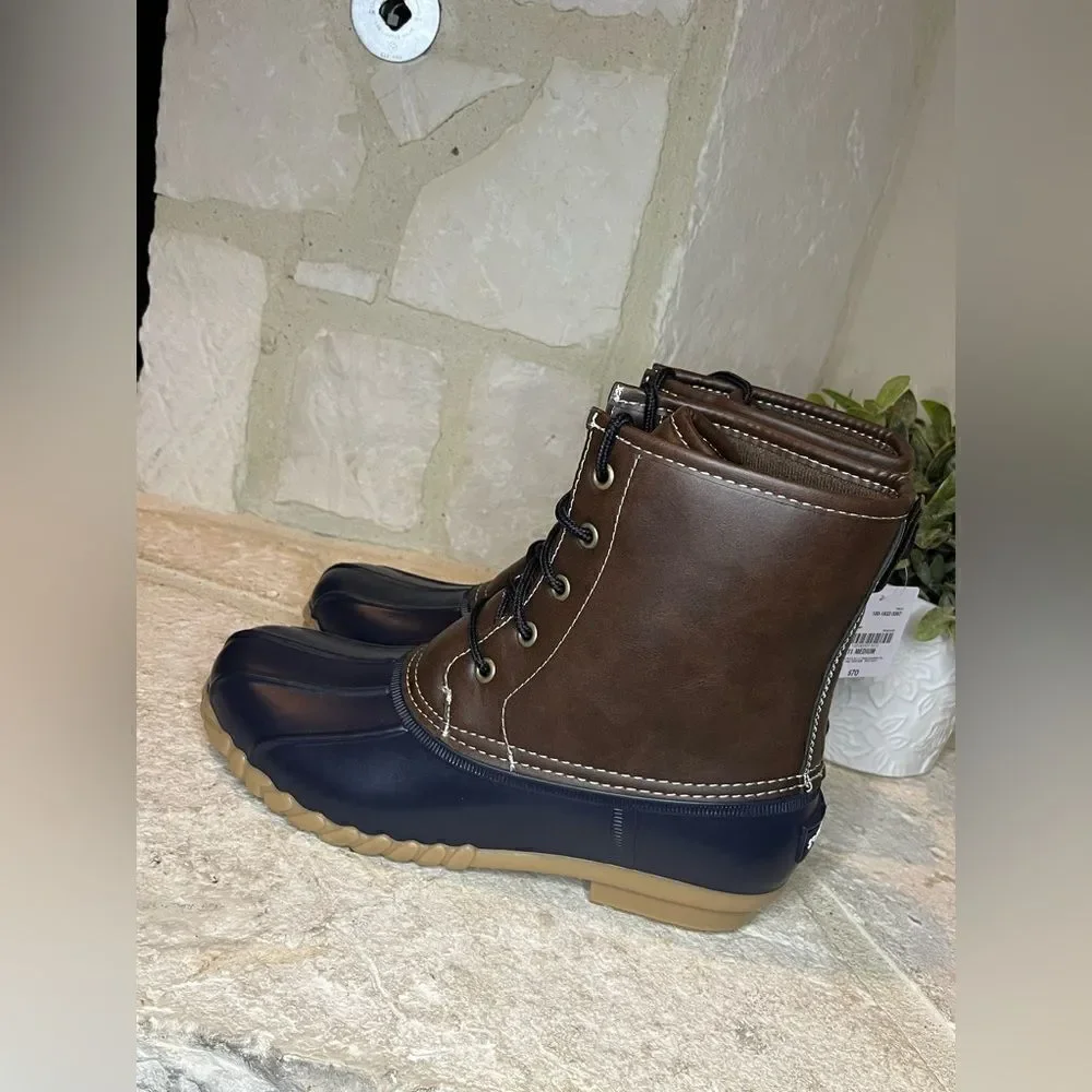 St John’s Bay Rollands navy/brown duck boots sz 11